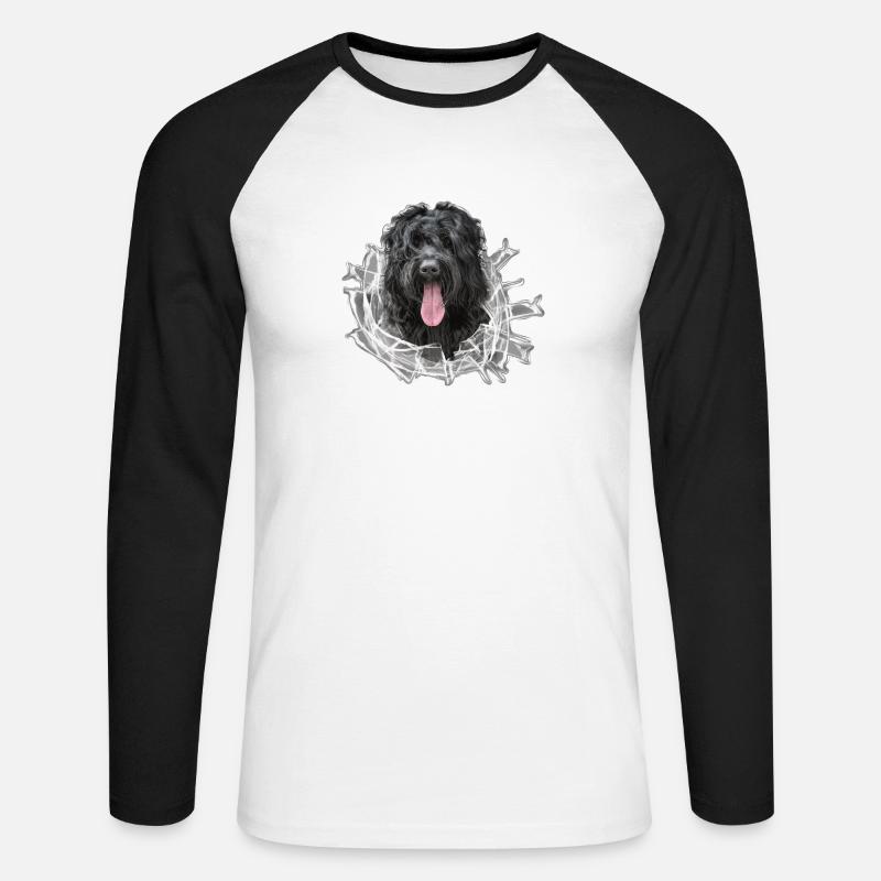 RussischerSchwarzerTerrier Glas - Unisex Baseballshirt langarm - Weiß/Schwarz