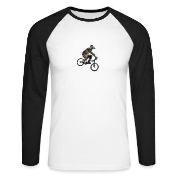 BMX Mountainbike - Unisex Baseballshirt langarm - Weiß/Schwarz - Vorne - Nik (191cm)