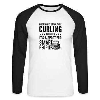 Curling Sport - Unisex Baseballshirt langarm - Weiß/Schwarz - Vorne - Nik (191cm)