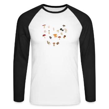 Cueilleur de champignons - T-shirt baseball manches longues Homme - blanc/noir - Devant - Nik (191cm)