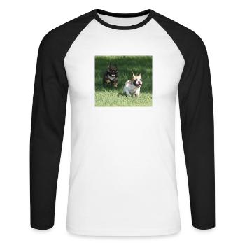 Angel and Wanda our French Bulldogs - Unisex Long Sleeve Baseball T-Shirt - white/black - Front - Nik (191cm)