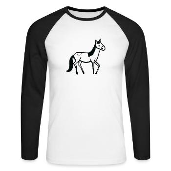 Helga the Horse - Unisex Baseballshirt langarm - Weiß/Schwarz - Vorne - Nik (191cm)