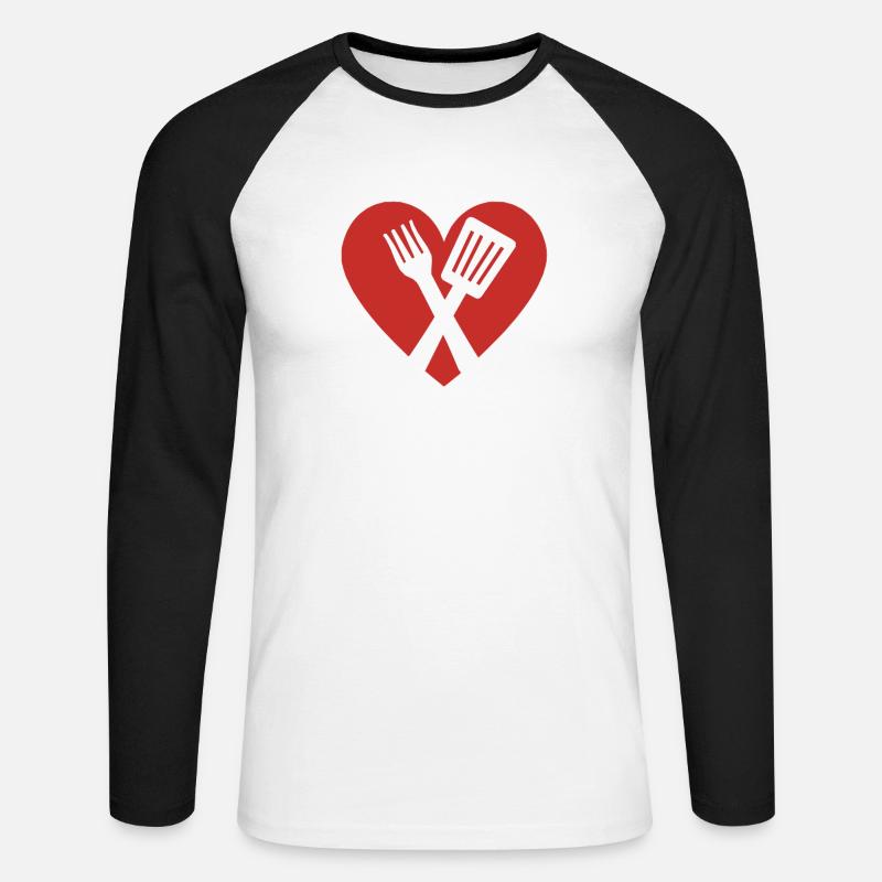 Liebe zum Kochen - Unisex Baseballshirt langarm - Weiß/Schwarz