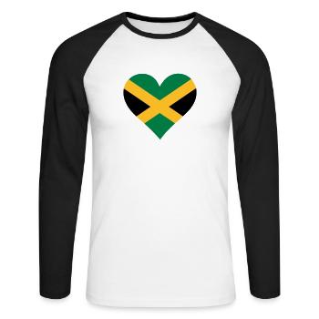 Ein Herz für Jamaika - Unisex Baseballshirt langarm - Weiß/Schwarz - Vorne - Nik (191cm)