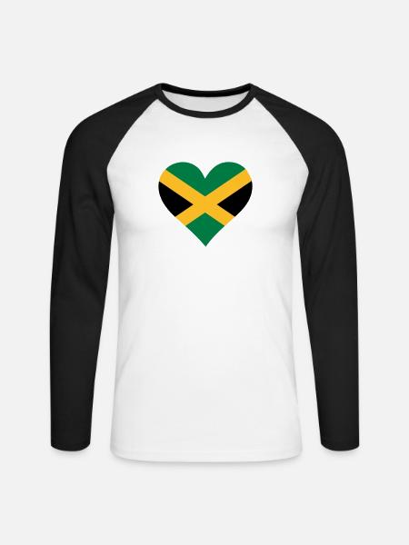 A heart for Jamaica - Unisex Long Sleeve Baseball T-Shirt - white/black