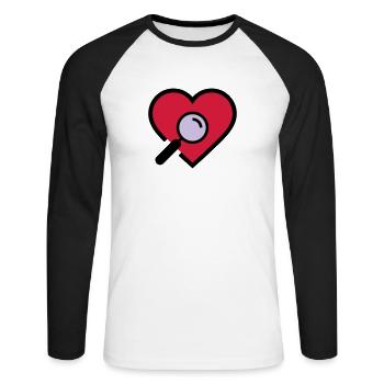 Heart examination magnifying glass - Unisex Long Sleeve Baseball T-Shirt - white/black - Front - Nik (191cm)