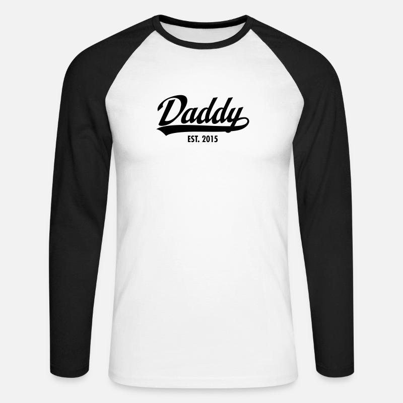 Daddy Est. 2015 - Unisex Baseballshirt langarm - Weiß/Schwarz
