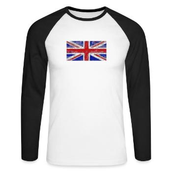 Union Jack Englische Flagge Great Britain - Unisex Baseballshirt langarm - Weiß/Schwarz - Vorne - Nik (191cm)