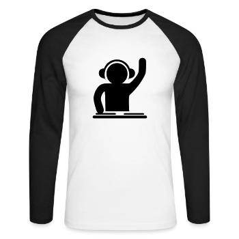DJ Plattenspieler Vinyl Schallplatte Kopfhörer - Unisex Baseballshirt langarm - Weiß/Schwarz - Vorne - Nik (191cm)