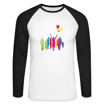 lets go party - T-shirt baseball manches longues Homme - blanc/noir - Devant - Nik (191cm)