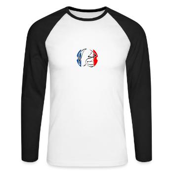 pompier logo - T-shirt baseball manches longues Homme - blanc/noir - Devant - Nik (191cm)
