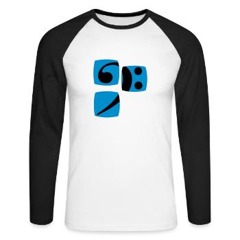 La clé de fa pour les musiciens de notre série - T-shirt baseball manches longues Homme - blanc/noir - Devant - Nik (191cm)