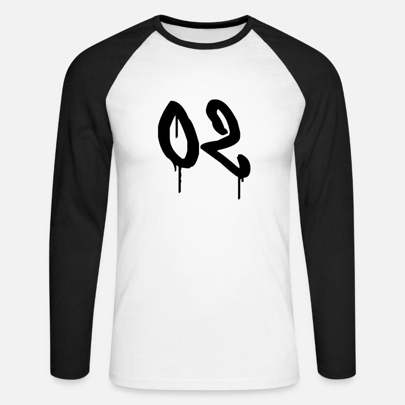 Graffiti : 02 - Unisex Baseballshirt langarm - Weiß/Schwarz