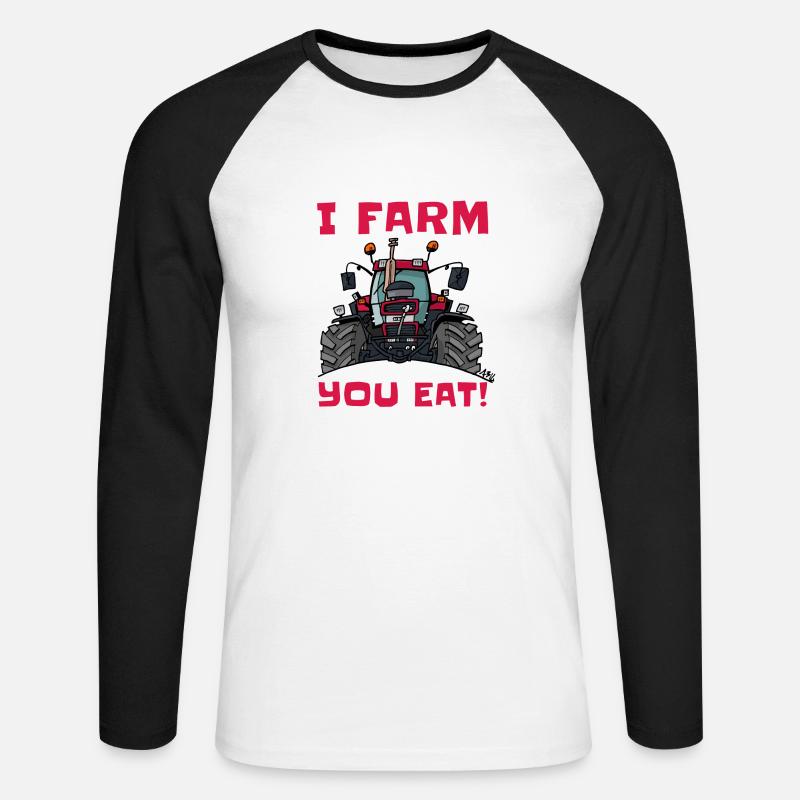 Ich Bauernhofs Fall essen - Unisex Baseballshirt langarm - Weiß/Schwarz