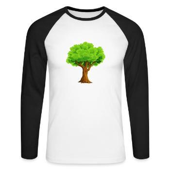 baum tree baumstamm wald forest woods33 - Unisex Baseballshirt langarm - Weiß/Schwarz - Vorne - Nik (191cm)