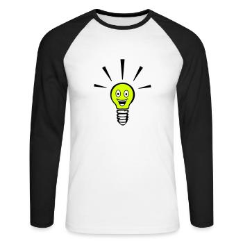 lustige Glühbirne - Idee - Unisex Baseballshirt langarm - Weiß/Schwarz - Vorne - Nik (191cm)