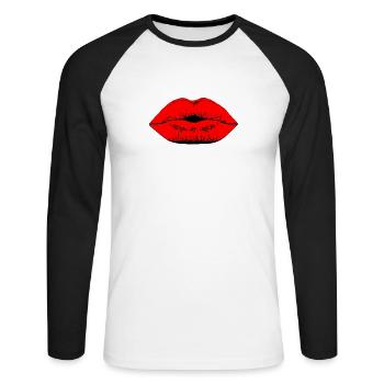 Lèvres - T-shirt baseball manches longues Homme - blanc/noir - Devant - Nik (191cm)