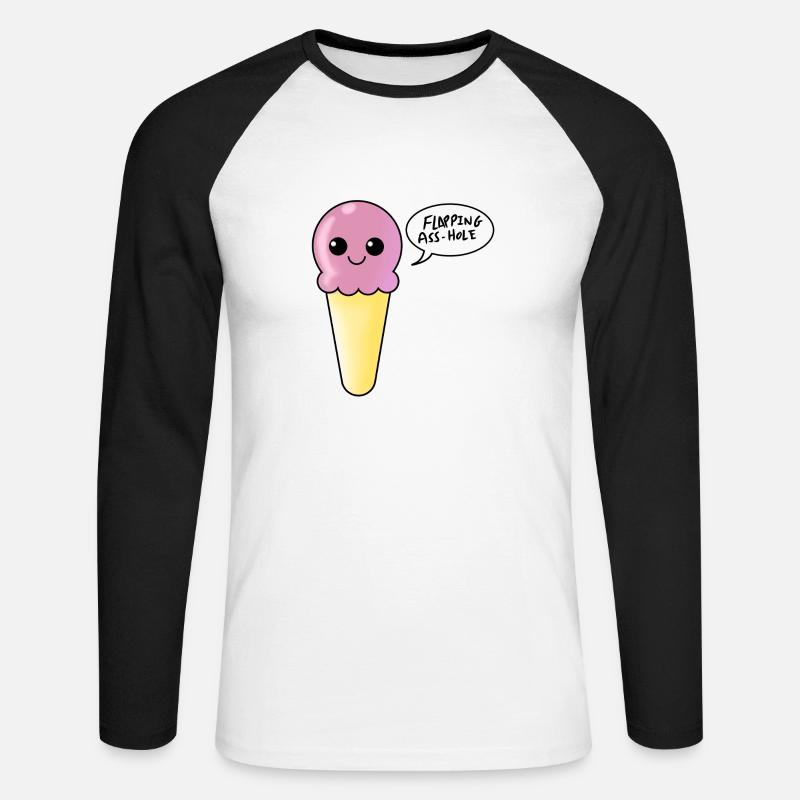Erdbeer-Eiscreme-Flapping-Arschloch - Unisex Baseballshirt langarm - Weiß/Schwarz