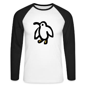 Natur Planet Vogel Pinguin - Unisex Baseballshirt langarm - Weiß/Schwarz - Vorne - Nik (191cm)