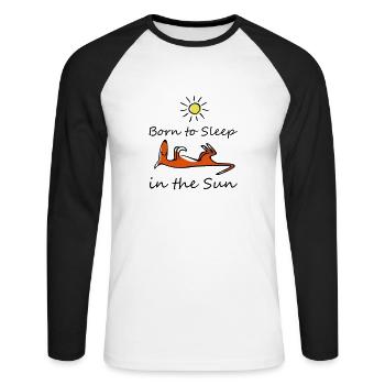 Born to sleep in the sun - Unisex Baseballshirt langarm - Weiß/Schwarz - Vorne - Nik (191cm)