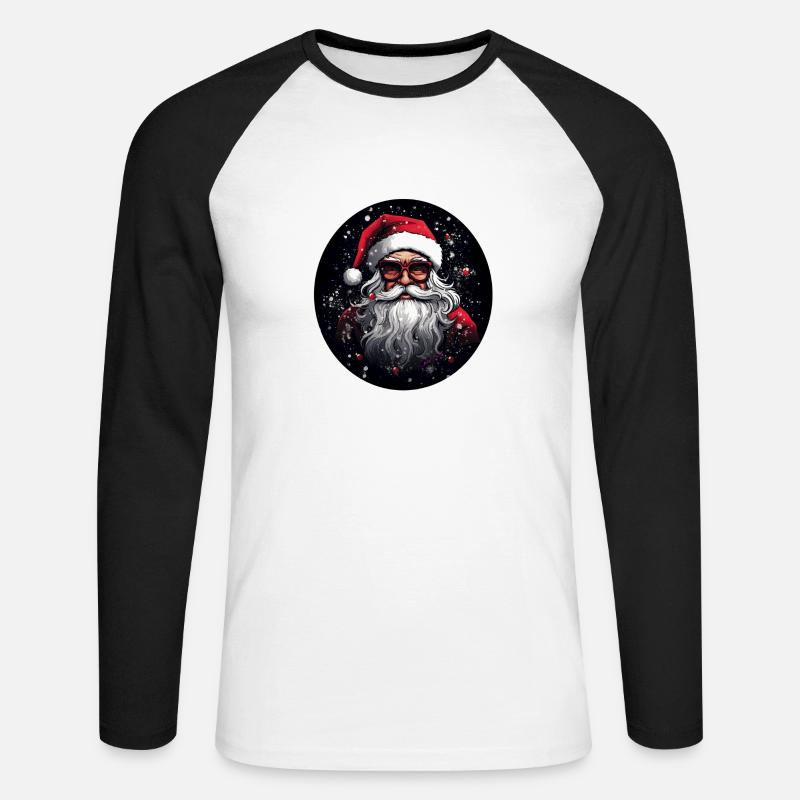 Weihnachtsmann mit Brille - Unisex Baseballshirt langarm - Weiß/Schwarz