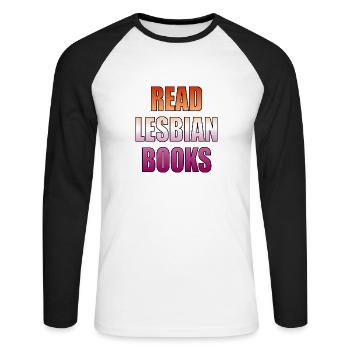 Read Lesbian Books - Unisex Long Sleeve Baseball T-Shirt - white/black - Front - Nik (191cm)