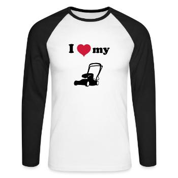Lawn mower lawn mow green lawn grass gift - Unisex Long Sleeve Baseball T-Shirt - white/black - Front - Nik (191cm)