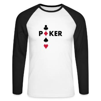 Pokerspieler - Unisex Baseballshirt langarm - Weiß/Schwarz - Vorne - Nik (191cm)