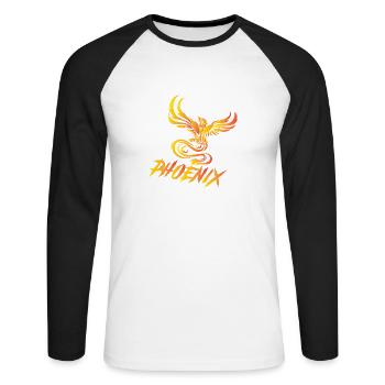 phoenix - Unisex Baseballshirt langarm - Weiß/Schwarz - Vorne - Nik (191cm)