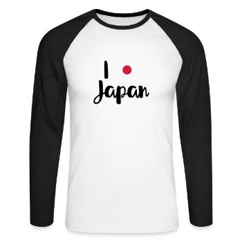 I love Japan - T-shirt baseball manches longues Homme - blanc/noir - Devant - Nik (191cm)