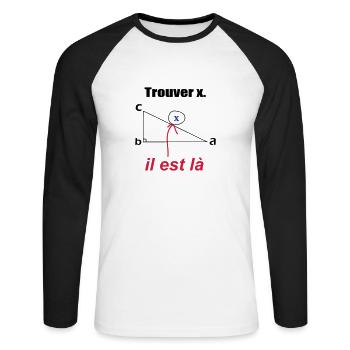 x est ici - T-shirt baseball manches longues Homme - blanc/noir - Devant - Nik (191cm)
