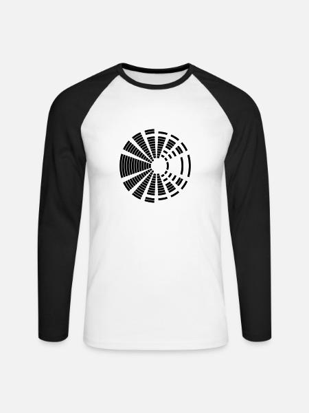 kreis rund balken musik lautstaerke form muster de - Langærmet herre-baseballshirt - hvid/sort