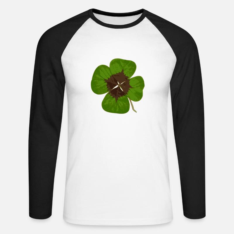 vierblättriges Kleeblatt - Unisex Baseballshirt langarm - Weiß/Schwarz