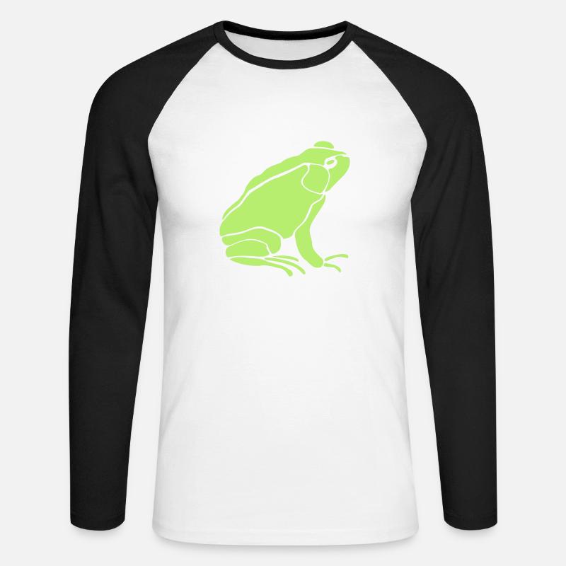 frosch tier huepfen - Unisex Baseballshirt langarm - Weiß/Schwarz