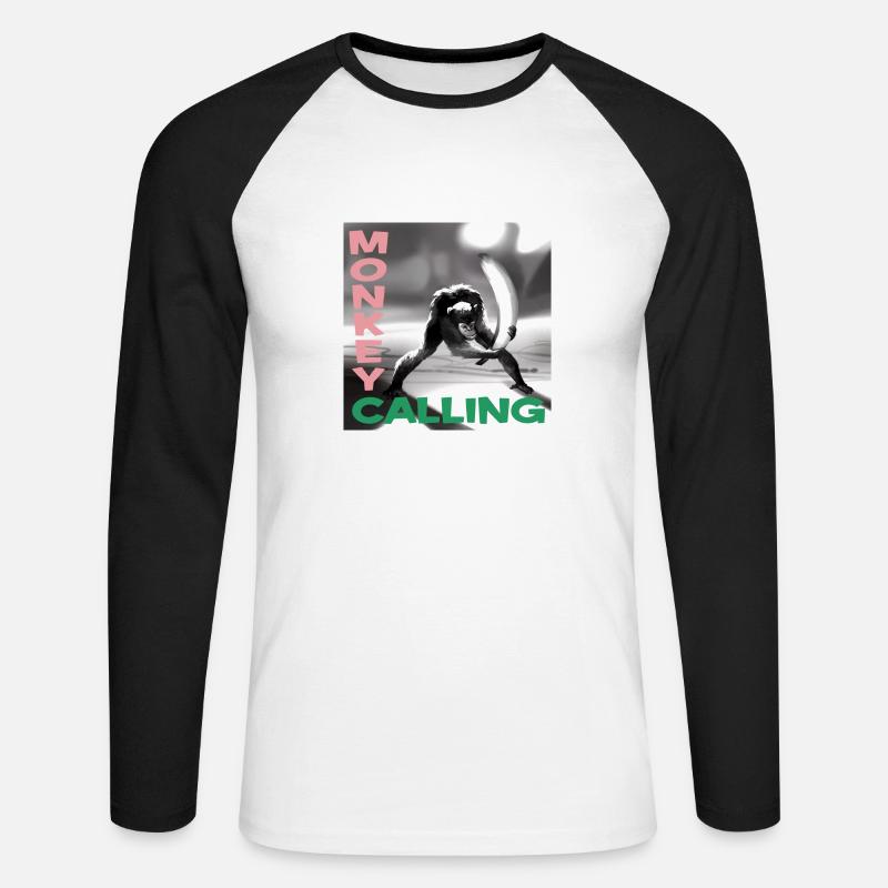 Monkey Calling - Unisex Baseballshirt langarm - Weiß/Schwarz