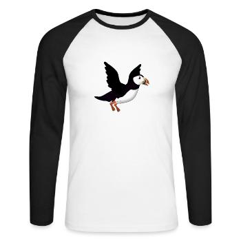 Macareux battant - T-shirt baseball manches longues Homme - blanc/noir - Devant - Nik (191cm)