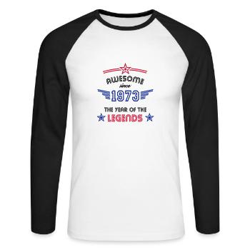 Awesome since 1973 Geburtstag 1973 - Unisex Baseballshirt langarm - Weiß/Schwarz - Vorne - Nik (191cm)