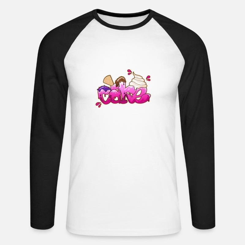 Cake Graffiti Schriftzug - Unisex Baseballshirt langarm - Weiß/Schwarz