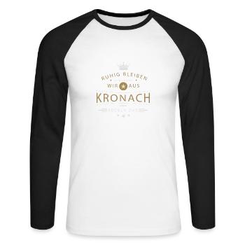 Kronach Stadt - Unisex Baseballshirt langarm - Weiß/Schwarz - Vorne - Nik (191cm)