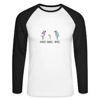 Ihr werdet Großeltern: Omagei und Opagei - Unisex Baseballshirt langarm - Weiß/Schwarz - Vorne - Nik (191cm)