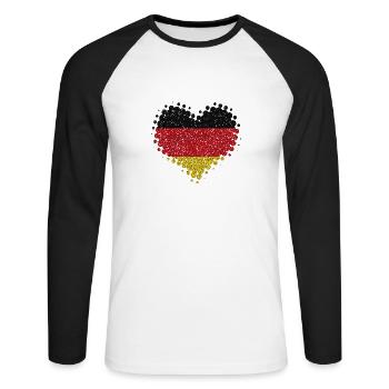I love Germany - german pride home flag - Unisex Long Sleeve Baseball T-Shirt - white/black - Front - Nik (191cm)
