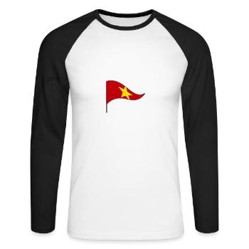 Vietnam. Asie. Drapeau de drapeau de drapeau - T-shirt baseball manches longues Homme - blanc/noir - Devant - Nik (191cm)