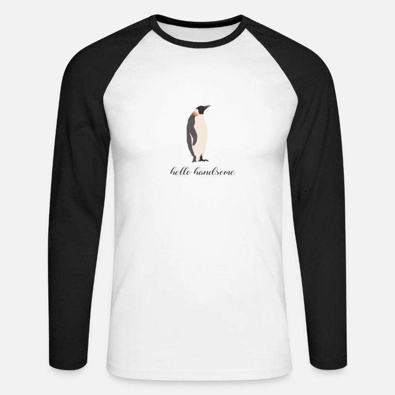 hello handsome - Unisex Baseballshirt langarm - Weiß/Schwarz