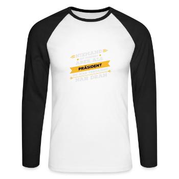 Präsident Beruf Geschenk - Unisex Baseballshirt langarm - Weiß/Schwarz - Vorne - Nik (191cm)