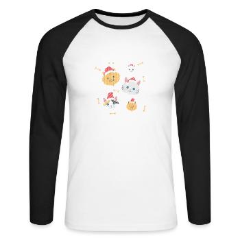 Ugly Christmas Christmas cats kitten paws - Unisex Long Sleeve Baseball T-Shirt - white/black - Front - Nik (191cm)