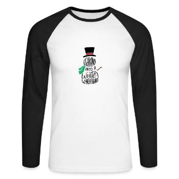Snowman winter cold snow gift Mr. Snow - Unisex Long Sleeve Baseball T-Shirt - white/black - Front - Nik (191cm)