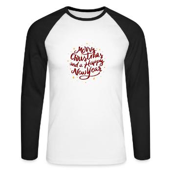 Merry Xmas Happy New Year Starry Sky Gift - Unisex Long Sleeve Baseball T-Shirt - white/black - Front - Nik (191cm)