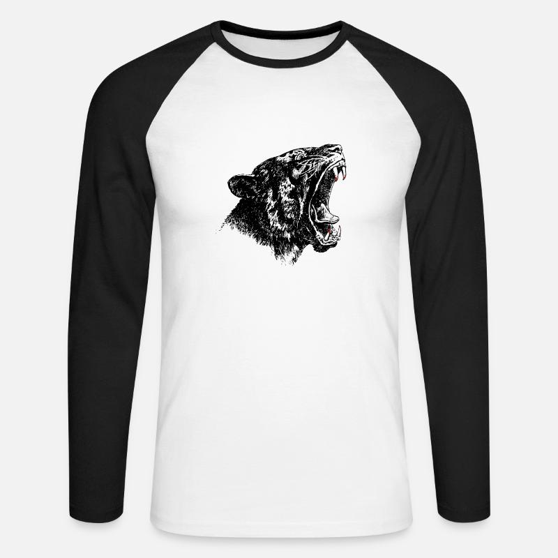 Schwarzer Panther Raubkatze - Unisex Baseballshirt langarm - Weiß/Schwarz