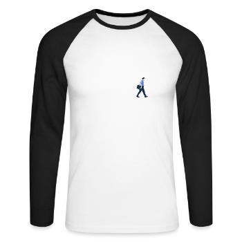 évolution Postman, profession du travail placarder - T-shirt baseball manches longues Homme - blanc/noir - Devant - Nik (191cm)