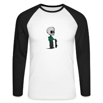 Skeleton Skater green edition - Unisex Long Sleeve Baseball T-Shirt - white/black - Front - Nik (191cm)